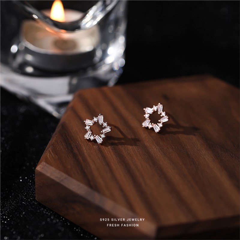 Orecchini a lobo stella zircone argento puro gioiello lusso donna_voghion.com