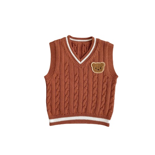 ins Korean style male and female baby bear knitted vest sweater vest infant and toddler college style spring and autumn sweater