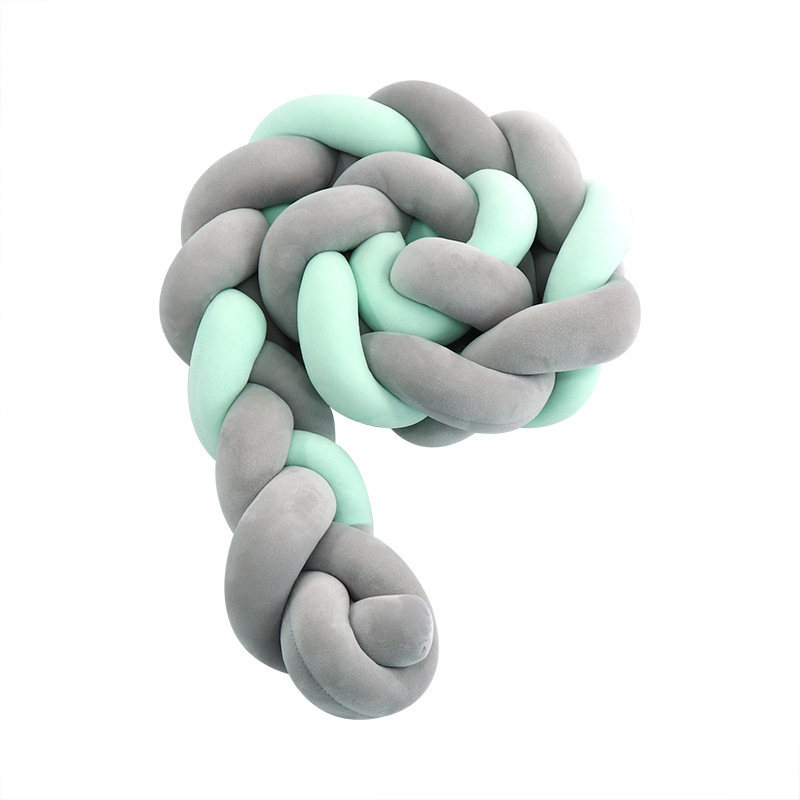 Protector de Barandilla de Cama con Trenza de Tres Hebras, Decoración de Barandilla de Cama para Bebés y Niños, Almohada Anudada de Estilo Europeo Tejida a Mano Estilo Ins.