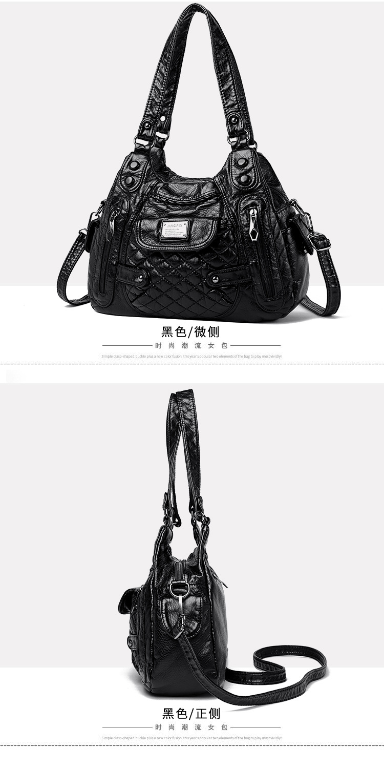 2023 New Mom Bag, washed leather casual commuting bag, women's large-capacity handbag, European and American style soft leather single-shoulder bag undefined