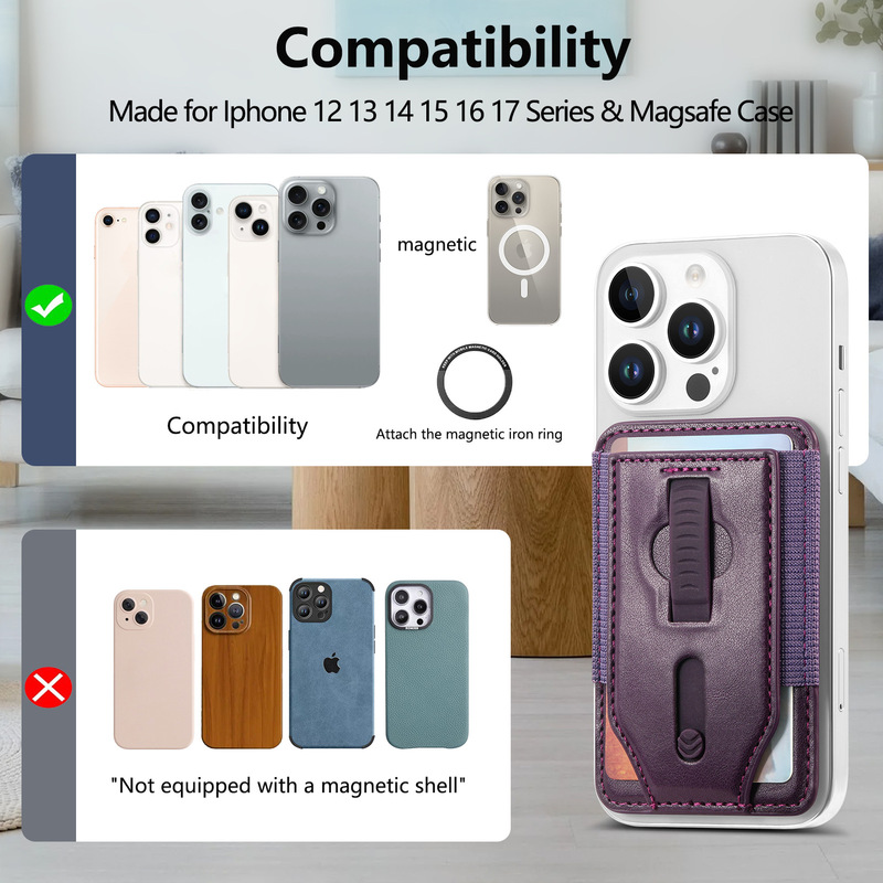 Cross-Border Suitable for iPhone 17 Mobile Phone Case Magsafe Magnetic Card Holder Portable Anti-Fall Silicone Wrist Strap Card Holder Cross-Border Suitable for iPhone 17 Mobile Phone Case Magsafe Magnetic Card Holder Portable Anti-Fall Silicone Wrist Strap Card Holder