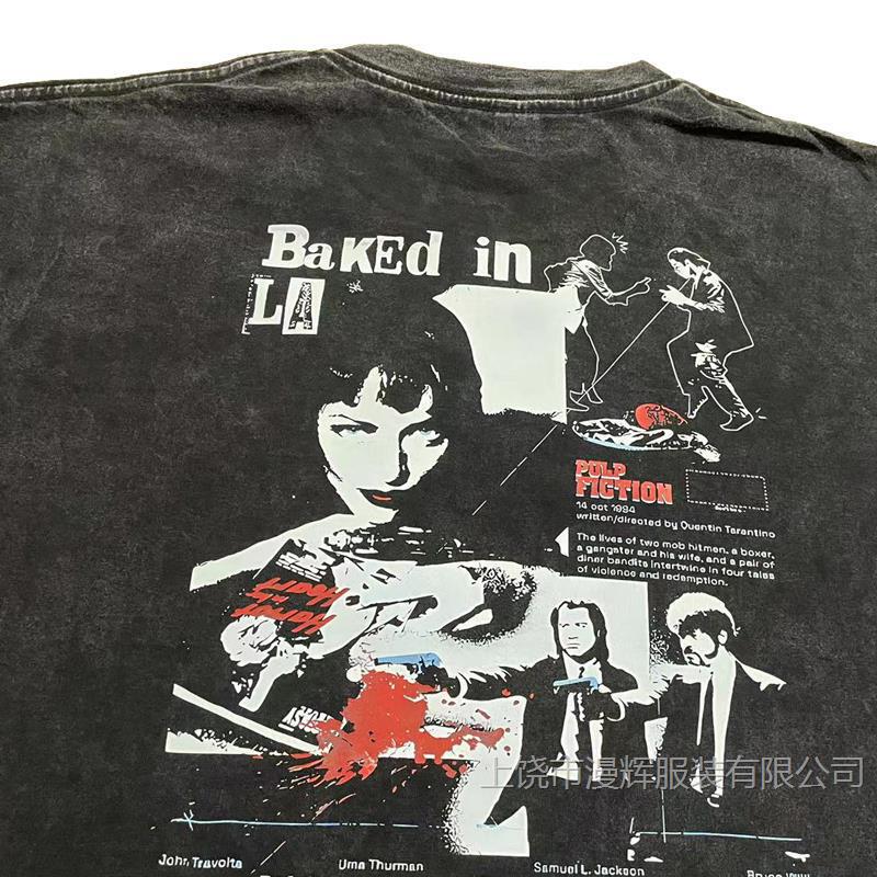 Seven Street Lane Original Pulp Fiction Quentin European and American Movies Pulp Fiction Retro Men's and Women's Short-sleeved T-shirt Tide