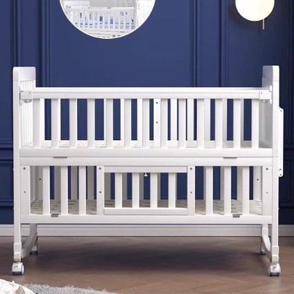 Cama europea de madera maciza blanca extraíble cuna multifuncional para niños empalmados cama grande para recién nacidos bb