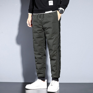 Down pants men's 2023 Winter new white goose down middle-aged fashion casual outer wear thickened cold-proof down pants