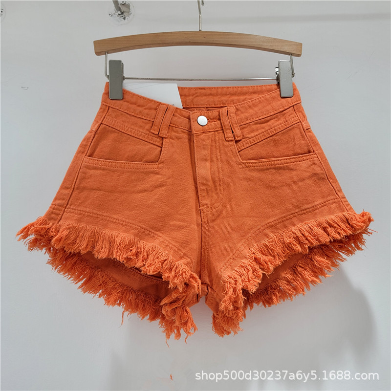 Pantalones Cortos Jeans de Mujer con Deshilachado de Poliéster