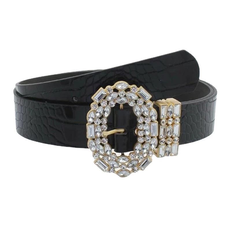 Nya heta fashionabla runda huvudlegeringar dubbade diamantbälte för kvinnor, höst- och vinterkläder, nya tillbehör för trendiga_voghion.com