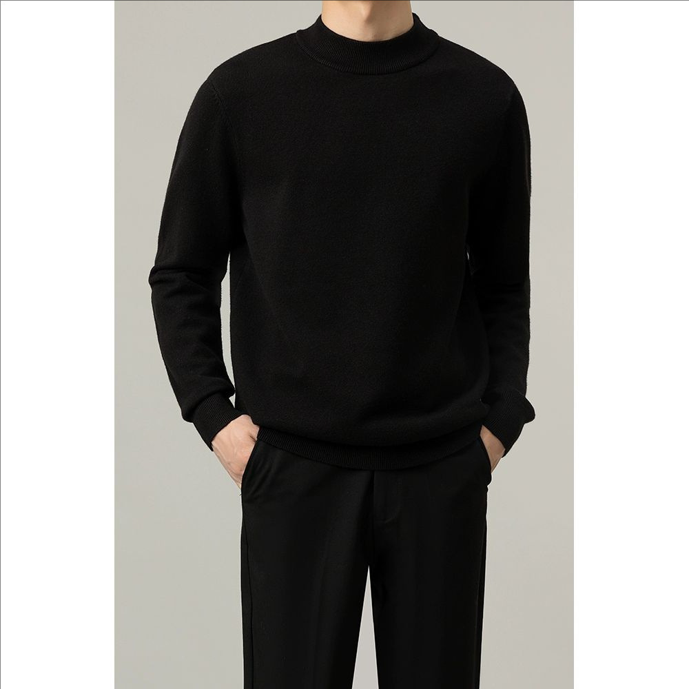 Suéter de hombre otoño y invierno nuevo cuello redondo caliente delgado casual hombre camiseta de fondo de color sólido de moda de hombre