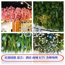 j都仿真绿植天花板吊顶室内软装造景藤条绿叶网红顶部塑料假植物