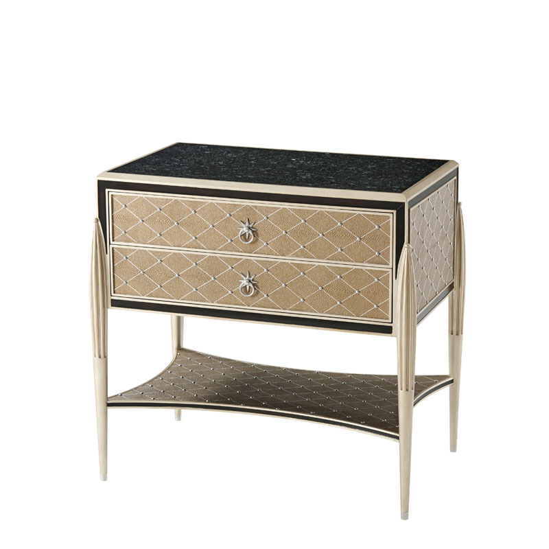 English-style neoclassical bedside cabinet with Alexander pearl light luxury decoration cabinet, European solid wood carved corner stand