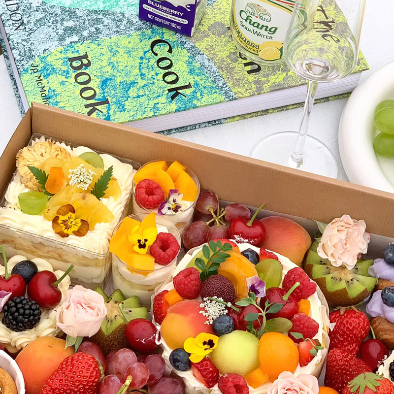 Brown Packing Corrugated Paper Spring Window Camping Style Fruit Picnic Box Dessert Cake Box Picnic Packing Box Picnic Box