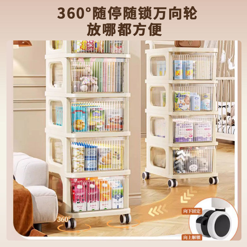 小推车置物架落地可移动零食玩具储物架客厅用品收纳柜抽屉式多层|undefined
