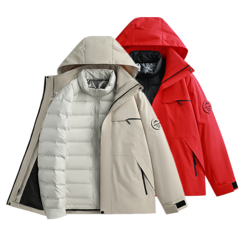 Three-In-One down Liner Jacket for Men, Customized Outdoor Removable Two-Piece Set, Cold-Proof Group Mountaineering Suit for Women with Printing Three-In-One down Liner Jacket for Men, Customized Outdoor Removable Two-Piece Set, Cold-Proof Group Mountaineering Suit for Women with Printing