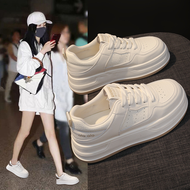 明星同款韩版内增高板鞋女2025春秋新款小个子轻便显瘦百搭小白鞋|undefined