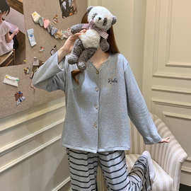 【汇源】HY2513# 秋冬新款睡衣女羊绒时尚休闲家居服套装
