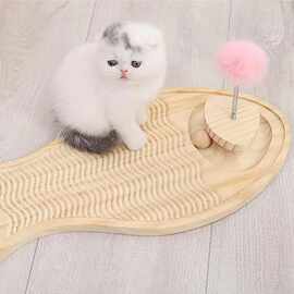 实木猫抓板不掉屑耐用猫抓板轨道木质转盘防猫护沙发逗猫神器
