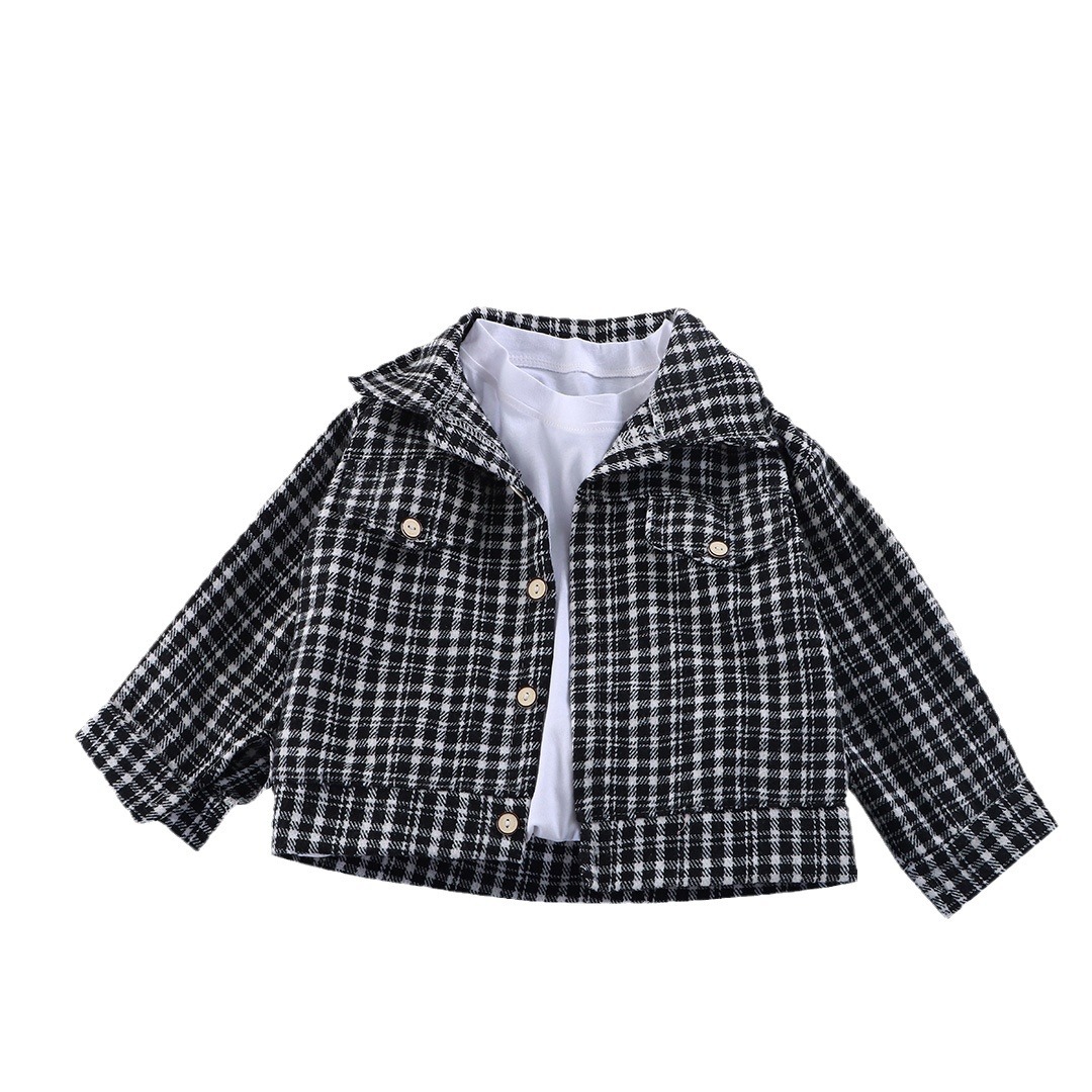Camisas de niños de manga larga de otoño camisa a cuadros niños retro color cardigan nuevo chaqueta de solapa chaqueta niñas