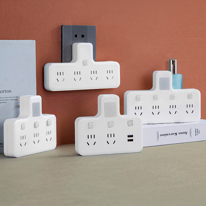 Yaqi Home Conversion Socket Converter Travel All-Copper One-Turn Multi-Hole Independent Switch Night Light Converter