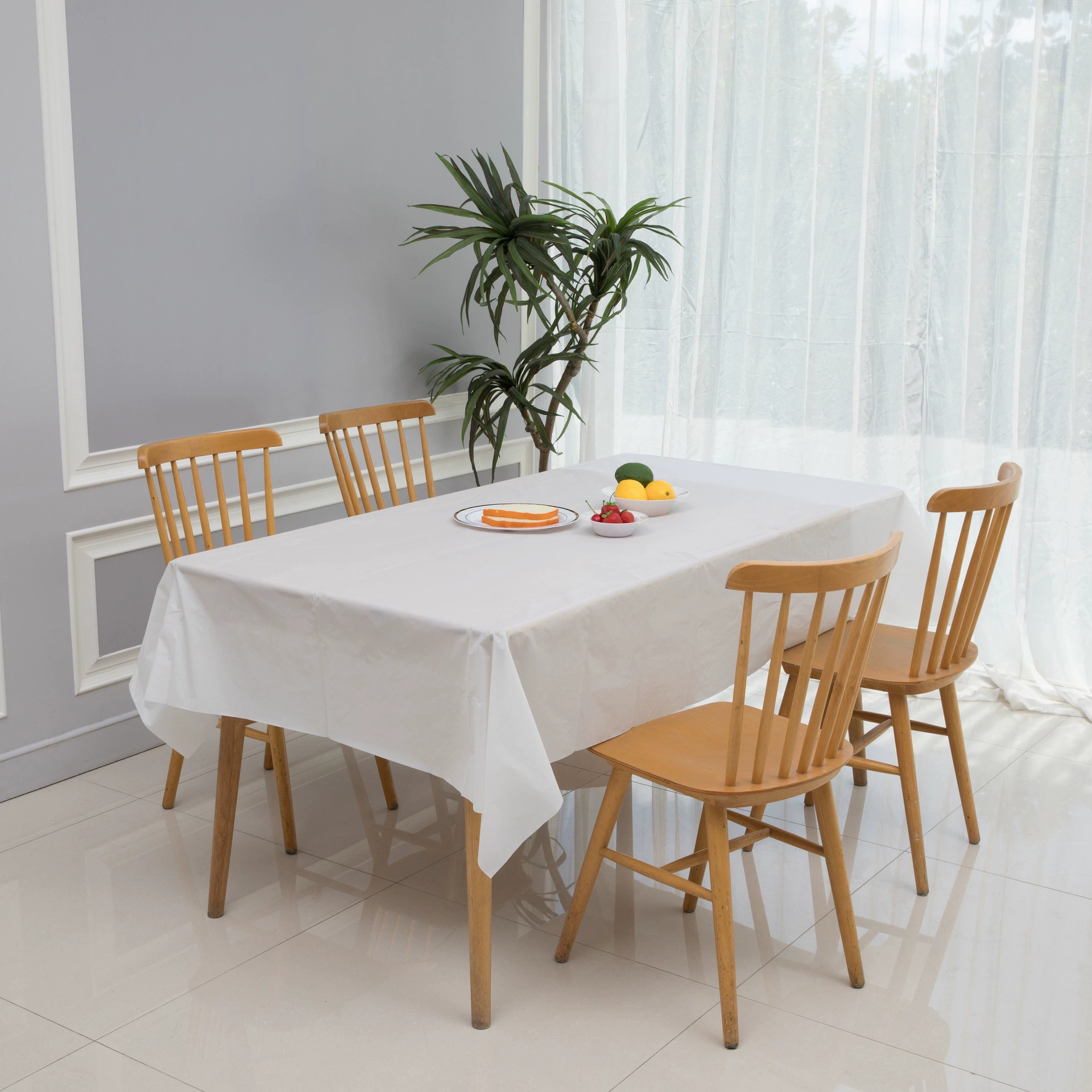 Cross-border disposable solid color tablecloth, thickened and water-filled hotel restaurant tablecloth party party party peva leave tablecloth