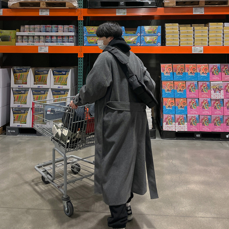 ASCLO Otoño e Invierno engrosada abrigo de lana estilo Coreano versátil de moda nueva cazadora suelta perezoso abrigo de lana de los hombres