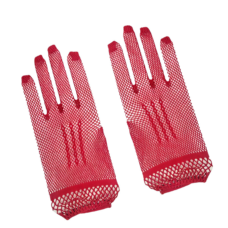 Guantes de malla con tres rayas para mujer, guantes de red sexys de encaje para discoteca, guantes para vestido de novia, guantes para actuaciones en escenario