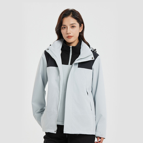 23 New Outdoor Jackets Women's Three-in-One Color Matching Two-piece Set Men's Graphene Warm Mountaineering Suit Group Purchase Customization