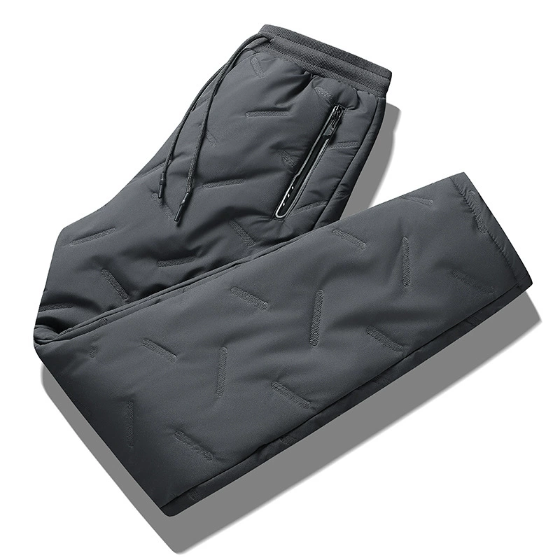 Осенние и зимние водонепроницаемые кашемировые брюки ягненка свободные бархатные толстые толстые большие размеры прямые теплые хлопчатобумажные спортивные брюки мужские
