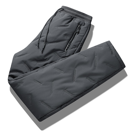 Winter and Autumn Waterproof and Warm Lamb Wool Pants Loose Fleece Lined Thick Plus Size Straight Leg Warm Cotton Pants Men