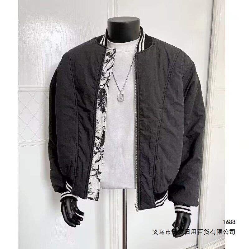 American retro ink-wash painting design, reversible short jacket, unisex winter bomber coat American retro ink-wash painting design, reversible short jacket, unisex winter bomber coat