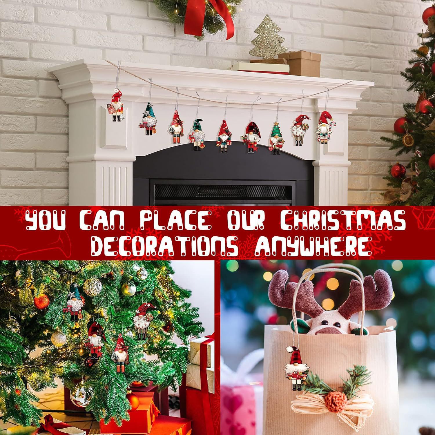 Set di ornamenti decorativi Schiaccianoci di Natale, soldato Schiaccianoci in legno, decorazioni da appendere per le feste_voghion.com