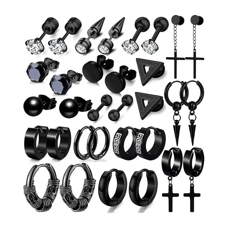 Set of black earring sets