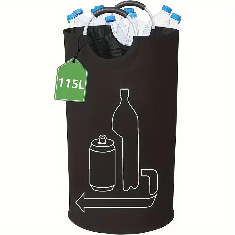 Caja de reciclaje plegable de aluminio transfronteriza botellas de plástico estadounidenses marco de cesta de cocina bolsa de reciclaje casera barril de almacenamiento