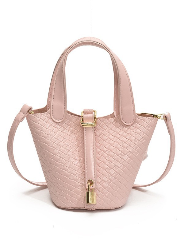 Bolso de cubo portátil con patrón tejido para mujer 2025 nuevo estilo coreano de lujo ligero de alta gama bolso de mensajero para niños de nicho