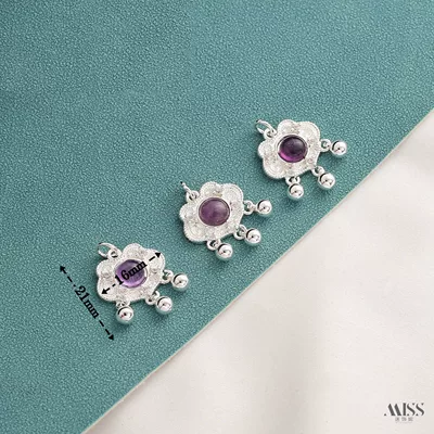 and osmanthus drop-shaped decorative bead pendant: Zərgərlik ara hissələri - silver-natural-amethyst-zircon-lock-1-piece
