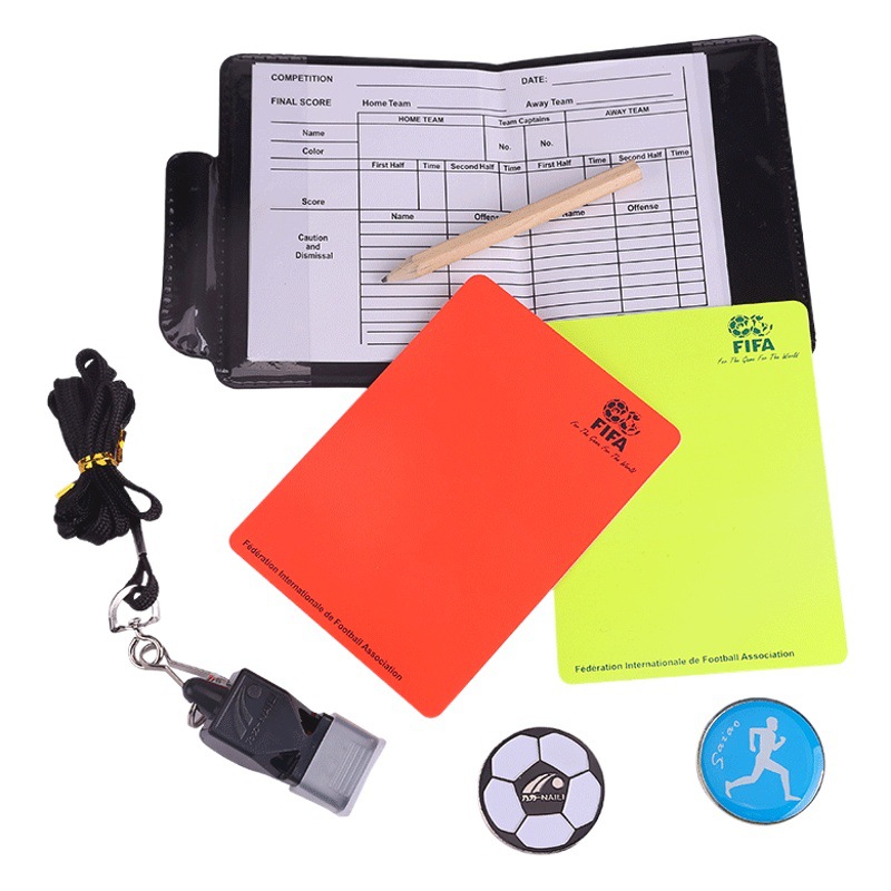 Football referee red and yellow card with pen football referee equipment edge picker football game border flag referee Road