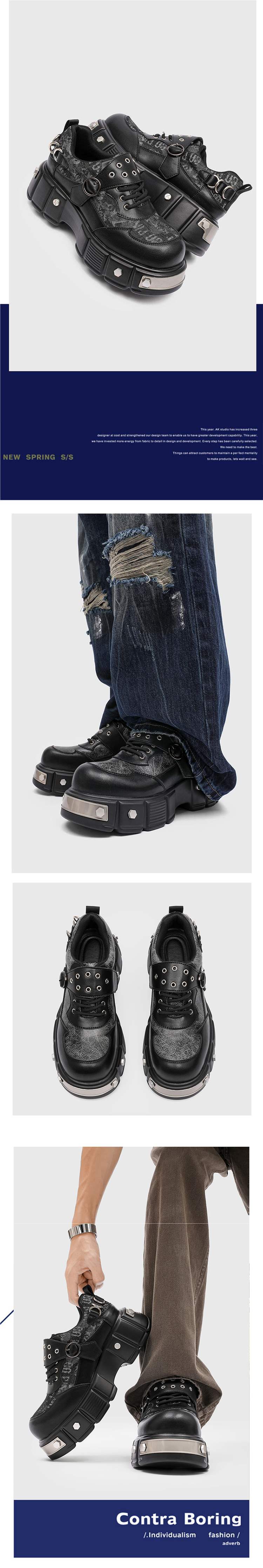 ShoeVault Cleanfit Dickbesohlte Derbys für Herren, Plateauschuhe aus Leder im britischen Stil mit Nischen-Schaumsohle, lässiger koreanischer Stil_voghion.com