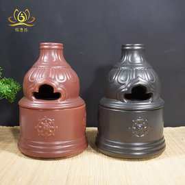 藏式电子檀香烟供炉插电施食煨桑火供禅意塔型定时断电陶瓷香薰炉