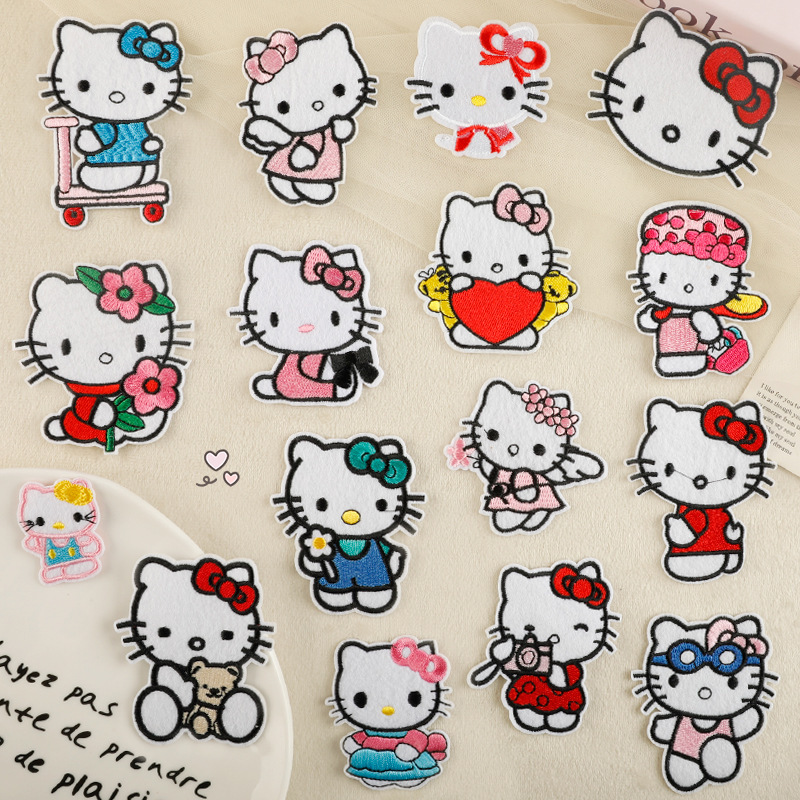 Duoku コンピュータ刺繍漫画猫子供服アクセサリー衣類パッチステッカー DIY アクセサリーハンドブック刺繍布ステッカー|undefined