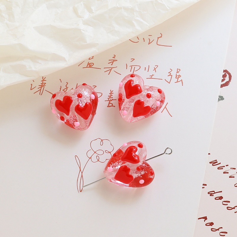 4g Weight Beads Jewelry Making Type 19 * 20mm Jewelry Making Size DIY Jewelry Accessories Classification 1 Piece Quantity glass Material Heart Shape Pattern Sweet, Simple Style Style 1 Piece 19 * 20mm Glass Heart Shape DIY Jewelry Accessories Beads 5