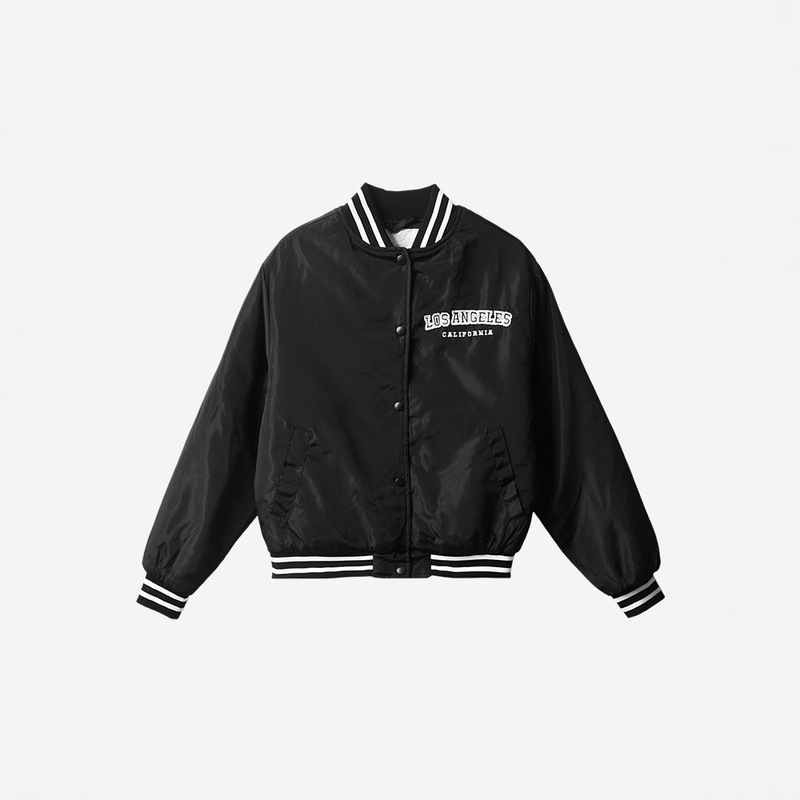 Contrast Color Stitching Stand Collar Single-Breasted Baseball Jacket Plus Size Autumn and Winter 25 Women's American Retro Long-Sleeved Jacket