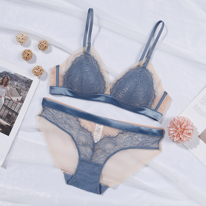 Big Sale Special Price European and American Sexy Bra Set Girls Intimates Lace Bra Without Rims French Triangle Cup Thin Style