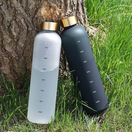 Amazon Plastic Space Cup Large Capacity Transparent Frosted PC Material Water Bottle with Single-Row Electroplated Stainless Steel Lid