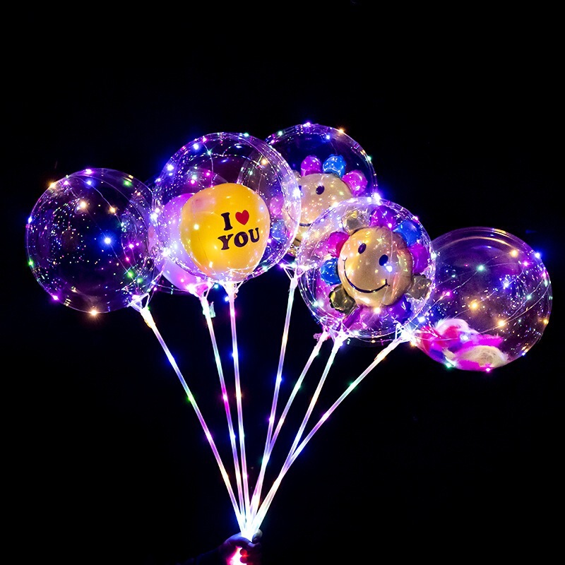 2025 new net red wave balloon wholesale night market stall transparent luminous balloon to push toys wholesale