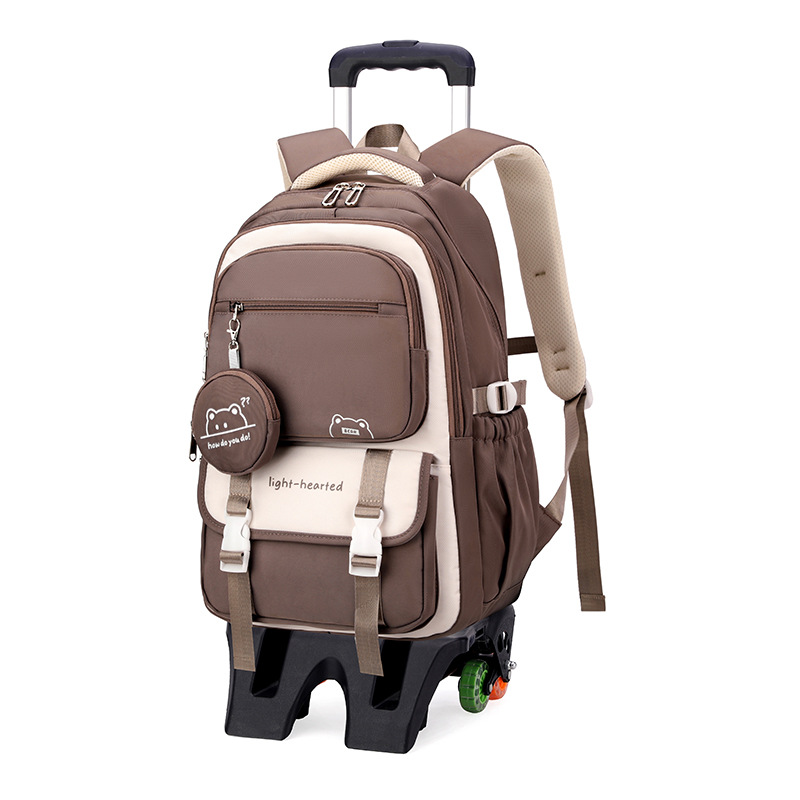 Mochila de tracción de pescado natural para estudiantes de secundaria de nicho multicapa de gran capacidad, mochila de tracción de hombro