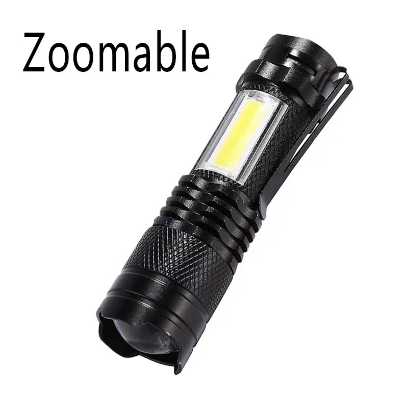 Mini luz fuerte transfronteriza pequeña linterna portátil luz lateral al aire libre hogar recargable LED zoom luz de trabajo de largo alcance