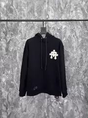 24 Correct Version of Chrome Hearts Ke Luo Yi Gao Jie Chao Brand Heavy Industry Cross Leather Hood Sweatshirt Couple