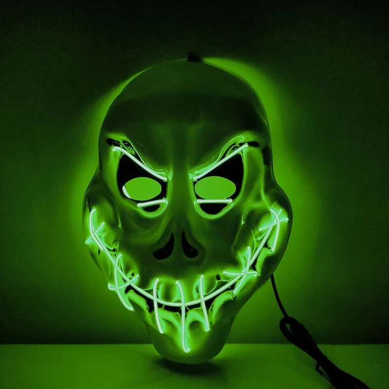 Máscara de sangre de costura de grieta transfronteriza máscara de terror led máscara de luz fría máscara de fiesta de Halloween máscara de esqueleto