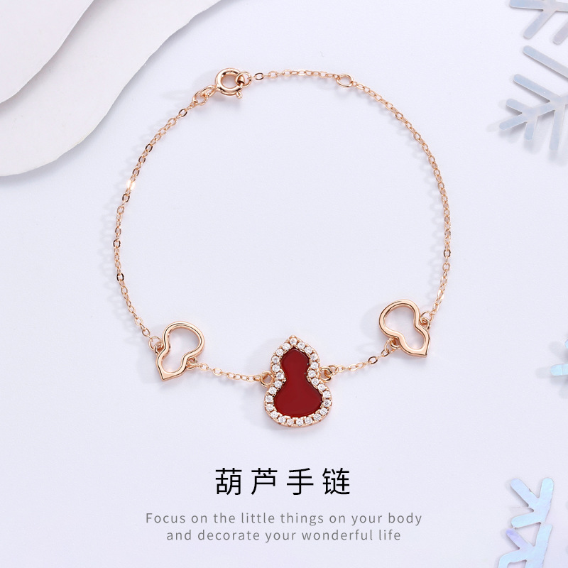 葫蘆手鍊S925純銀小眾ins風輕奢高級感白貝母紅瑪瑙手鍊飾品女