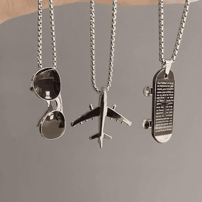 Children's Necklace for Girls, Personalized Hip-Hop Style, Trendy Versatile for Boys and Girls, Airplane Couple Children's Necklace for Girls, Personalized Hip-Hop Style, Trendy Versatile for Boys and Girls, Airplane Couple