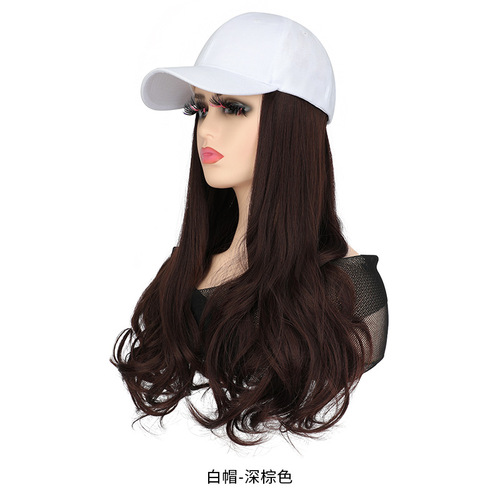 Hat wig one-piece peaked cap pear flower long curly hair women fashion new European and American foreign trade wig hat manufacturer