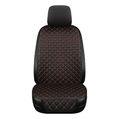 All-Season Leather Seat Cushion Cover, Summer Non-Slip and Wear-Resistant Leather Rear Seat Cushion, Single Piece for Five Seats (Seat cushion, seat cover) - black-and-red-line-single-seat